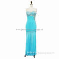 Sexy Design With Shiny Beaded Special Color, Dresses Blue Chiffon Sleeveless